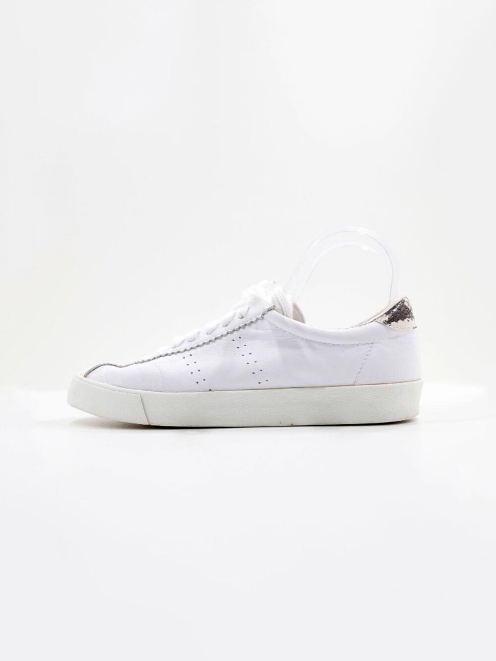 Superga Sport Club S White Leather Low Top Sneakers - Women's 7.5/EU 38